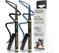NOURISH MANTRA Jet Gaze Kajal Urban Rani - Combo - Black & Blue 0.35g/ with Almond Oil, Argan Oil & Vitamin E/Intense Pigmentation/Smudge Proof/Water Proof/Long Lasting