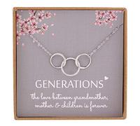 NOURISHLOV Collar de 3 generaciones para regalos de abuela - Collar de plata de ley 925 con 3 círculos entrelazados CZ para mamá, nieta, nieto, joyería para el día de la madre, regalo para abuela