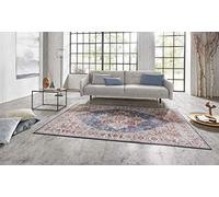 Nouristan Asmar - Alfombra de salón, Toque Oriental, patrón detallado, de Pelo kurdo Floral, Alfombra Plana para Comedor, salón, Dormitorio, Azul Vaquero, 80 x 150 cm