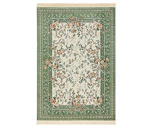 Nouristan Naveh Orient Alfombra de salón, Alfombra Oriental de Pelo Corto con Flecos, Alfombra Vintage Oriental de Terciopelo para Comedor, salón, Dormitorio, Color Crema Verde, 195 x 300 cm