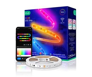 NOUS Alexa RGBIC Cinta LED 10 m - Wifi Regulable Pegatina para habitaciones húmedas Compatible con Amazon EchoTuya Smart Iluminación Interior, Tiras de TV, Luces
