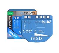 NOUS Módulo Smart Switch WiFi con Tasmota, AC 16A/DC 10A, ESP32, sensor Temp, soporte Matter & MQTT, 1 canal, contactos en seco, compatible con Alexa, Home Assistant, Google Home, Apple Home Kit
