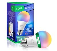 NOUS P3 Matter Bombilla Led Inteligente Wifi E27, Luz Fria-calida Regulable. RGB Habitacion Decoración Luces. Alexa, Google Home, Tuya Smart Life Domotica Accesorios. Bombillas Colores 9w 800lm