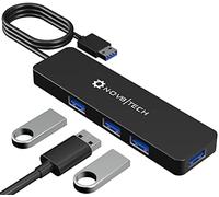 NOV8Tech Hub USB 3.0 de 4 Puertos con Cable extendido de 2 pies para DELL, ASUS, MacBook, Mac Pro, Mac Mini, iMac, Surface Pro, XPS, PC, móvil, Unidad Flash, Disco Duro
