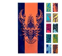 Nova Blue Toalla de playa de langosta (86 x 160 cm) - Toalla de playa de color sólido hecha de 100% algodón - Toalla de playa grande a rayas coral con diseño tropical - Extra grande, manta de playa XL