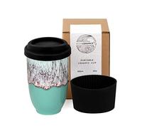 NOVA CERAMICS Taza de viaje - Taza de café de viaje - Taza de café reutilizable única para llevar - Vaso de café apto para microondas y lavavajillas - Regalos para mujeres, hombres, él y ella - 12 oz