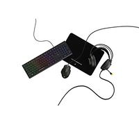 NOVA GAMING - Alquila - Paquete de Juegos RGB 4 en 1 - Teclado mecánico con Cable, ratón dpi con Cable Ajustable Entre 1200 y 7200, Auriculares con Cable USB/Jack con micrófono y Alfombrilla de Mouse