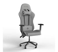 Nova Gaming - Aries - Silla de Juego ergonómica de Tela, Silla de Oficina - Silla de baño ergonómica, Respaldo reclinable, cojín de Cabeza y Lumbar, apoyabrazos 2D, Carga 175 kg - Light Grey