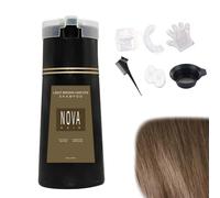 Nova Hair Dye Shampoo, Nova Hair Instant Dye Shampoo, Nova Hair Dye Shampoo, Trynova Hair Shampoo for Women and Men (Light Brown)