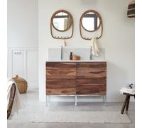 Nova - Mueble de baño de palisandro macizo y terrazo prémium Moon de 120 cm H 91 x B 121 x T 46 cm