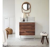 Nova - Mueble de baño de palisandro macizo y terrazo prémium Moon de 80 cm H 91 x B 81 x T 46 cm