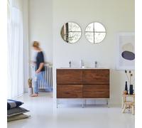 Nova - Mueble de baño de palisandro macizo y terrazo prémium rosa de 120 cm H 91 x B 121 x T 46 cm
