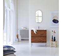 Nova - Mueble de baño de palisandro macizo y terrazo prémium rosa de 80 cm H 91 x B 81 x T 46 cm