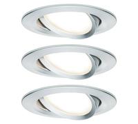 Nova Set de focos LED empotrables Nova Coin Stepdim (6,5 W, 3 ud., Blanco cálido, 8,4 cm, Aluminio)