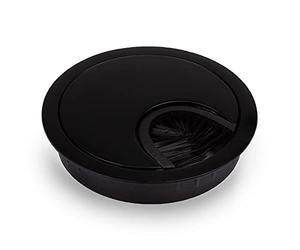 Novaato Pasacables Mesa Oficina 2 Canaletas para Cableado, Tapa Cables de Metal para Esconder debajo del Escritorio, Organizador Cables para Oficina y Hogar con Cepillo en Junta Antipolvo, Negro 60 mm