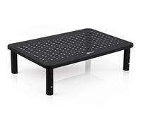 NOVAATO Soporte Monitor Escritorio, Elevador Pantalla Ordenador para Portátil y PC de Mesa, Oficina y Cama, Altura Ajustable, Acero Inoxidable con Agujeros para Ventilación, Medida Universal, Negro