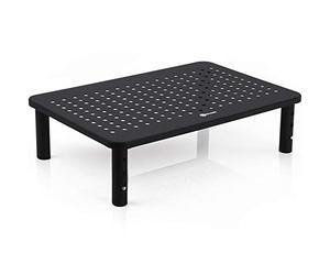 NOVAATO Soporte Monitor Escritorio, Elevador Pantalla Ordenador para Portátil y PC de Mesa, Oficina y Cama, Altura Ajustable, Acero Inoxidable con Agujeros para Ventilación, Medida Universal, Negro
