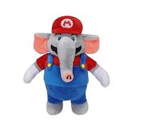 NovaCarta Peluche Mario Elefante - 27,5 cm - Traje de fontanero rojo y azul - Juguete de peluche suave
