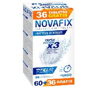 Novafix - Tabletas Limpiadoras Triple Acción - Para prótesis dentales - Caja con 96 unidades (formato económico)