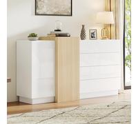 NovaFurnish Armario de almacenamiento moderno de color blanco brillante con espacio de almacenamiento, estilo minimalista