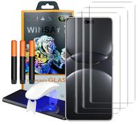 NOVAGO Compatible con Huawei Nova 13 Pro - 3 protectores de pantalla de vidrio templado curvo resistente con pegamento y lámpara incluidos