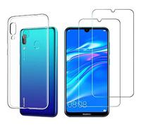 NOVAGO Compatible con Huawei Y7 2019 - Combo Funda Gel de Silicona + 2 Protectores de Pantalla de Vidrio Templado