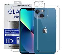 NOVAGO Compatible con iPhone 13 - Juego completo de 3 protectores de cristal templado resistente para la pantalla y la cámara y la parte posterior del iPhone