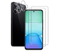 NOVAGO compatible con Xiaomi Redmi 13 4G/Poco M6 4G - Pack de 4 protectores de cristal templado resistente a los golpes y a las explosiones, dos vasos para pantalla y dos lentes para lente