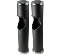 Novaliv 2 ceniceros de pie para exteriores, color negro, 46,5 cm de alto, 9,5 cm de diámetro, 2 en 1 para residuos de basura y cigarrillos, para exteriores, cubo de basura con cenicero, soporte para