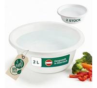Novaliv 2 cuencos redondos de 2 l, diámetro de 24 cm, blanco, sin BPA y aptos para lavavajillas, ideal para cocina y camping, cuenco redondo pequeño, cuenco de plástico pequeño, cuenco de plástico