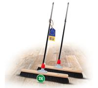 Novaliv 2 escobas de crin con mango de 60 cm, mango telescópico extensible, crin negra, escoba ancha, escoba doméstica, escoba de taller, balcón
