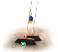 Novaliv 2 escobas de habitación con mango de crin de caballo, mezcla de cerdas suaves, cepillo para armario con mango de madera, ideal para suelos laminados y parqués, cerdas naturales