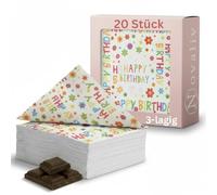 Novaliv 20 servilletas de papel de 33 x 33 cm - 3 capas - Happy Birthday» con flores - Servilletas de papel de colores para cumpleaños, fiestas infantiles y celebraciones familiares. Ideal como