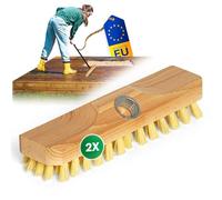 Novaliv 2X Limpiador de madera con cerdas de plástico con rosca | Cepillo de suelo PPN | Ideal para la limpieza de balcones, terrazas, jardín, interiores y exteriores sin mango