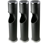 Novaliv 3 ceniceros de pie para exteriores, color negro, 46,5 cm de alto, 9,5 cm de diámetro, 2 en 1 para residuos de basura y cigarrillos, para exteriores, cubo de basura con cenicero, soporte para