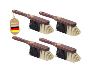 Novaliv 4 cepillos de mano de crin mezclados de cerdas suaves - marrón lacado madera cepillo de mano de crins mixto - Ideal para el coche, escoba de crin, mezcla de cerdas naturales, cepillo de mano