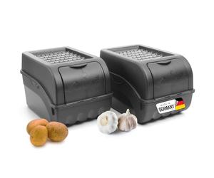 Novaliv Caja de almacenamiento apilable, 2 x 5 L, gris antracita - Recipiente para patatas, cebollas, verduras y frutas