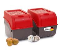 Novaliv Caja de almacenamiento para patatas | 2 cajas grandes de 9 l | rojo | caja para verduras | Caja apilable para cebollas, cesta para patatas, fruta, patatas, cebollas, almacenamiento de