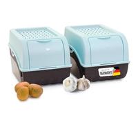 Novaliv Caja de almacenamiento para patatas, 2 unidades de 5 l, color turquesa, caja para verduras, apilable, cesta de cebolla, cesta de patatas, fruta, patatas, cebollas, etc