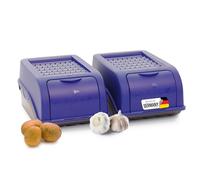 Novaliv Caja de almacenamiento para patatas, 2 unidades pequeñas de 3,5 L, color azul marino, caja para cebollas, caja apilable, caja para patatas, cebolla, cesta para patatas, fruta, patatas,