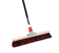 Novaliv Escoba de calle de 50 cm I Escoba con mango extensible I Arenga-Elaston negro y rojo I Grob I Cepillo Industrial Escoba de jardín