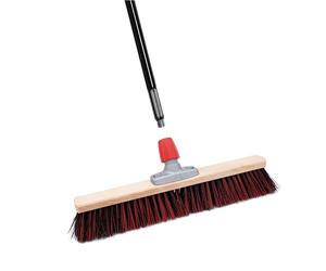 Novaliv Escoba de calle de 50 cm I Escoba con mango extensible I Arenga-Elaston negro y rojo I Grob I Cepillo Industrial Escoba de jardín