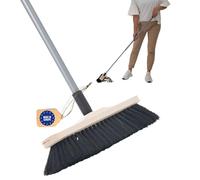 Novaliv Escoba de habitación con mango auténtico pelo de crin, cerdas suaves, mango telescópico, escoba mixta para laminado y parqué, cepillo de crin