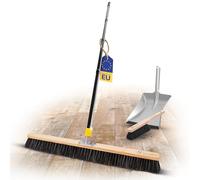 Novaliv Escoba grande de 80 cm con mango y cerdas de mezcla de pelo, incluye recogedor galvanizado con borde de goma compuesto de recogedor y escoba de mano, escoba fina para taller, cepillo