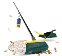 Novaliv Escoba premium con mango de 40 cm, incluye recogedor jumbo, cepillo especial de cerdas curvas, cabezal de plástico, ideal como escoba de jardín, escoba rascadora, escoba de césped artificial,