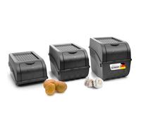 Novaliv Juego de Cajas de Almacenamiento para Patatas y Verduras - 3,5 L + 5 L + 9 L, Gris Antracita - Apilables, para Cebollas y Frutas