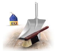 Novaliv Juego de recogedor de pelo de crin, madera lacada, con recogedor de metal con borde de goma, cerdas suaves, recogedor y recogedor