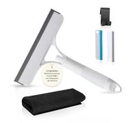 NOVARKA® Kit Premium de Rasqueta Limpiacristales Multifuncional 3 en 1 con Rasqueta de Silicona Extra para Rincones | Limpia Cristales para Mamparas de Ducha y Ventanas Que Incluye Gancho y Bayeta.