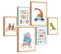 Novart Cuadros Animales Abc - CON ESTILO, SIN NECESIDAD DE MARCO - Moderne Collage Circo Colorido - Chico De Guardería - N020963a