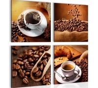 Novart Cuadros Modernos Cuadros de cocina Café - Cuelgue su cuadro al instante - Elegante, no necesita marco - 4 Partes Set Cocina Comedor N034243a